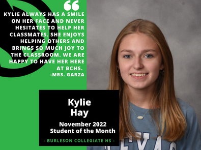 Kylie Hay Student of the Month